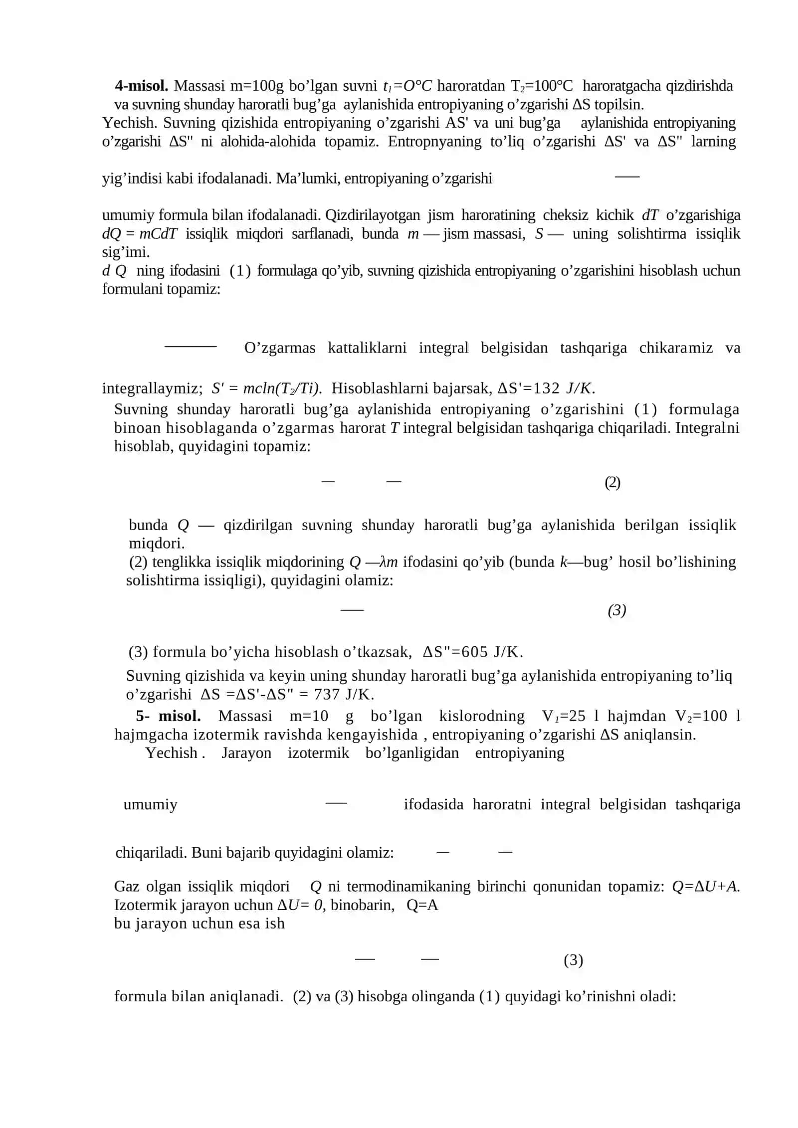 TERMODINAMIKAGA DOIR MASALALAR YYECHISH 4