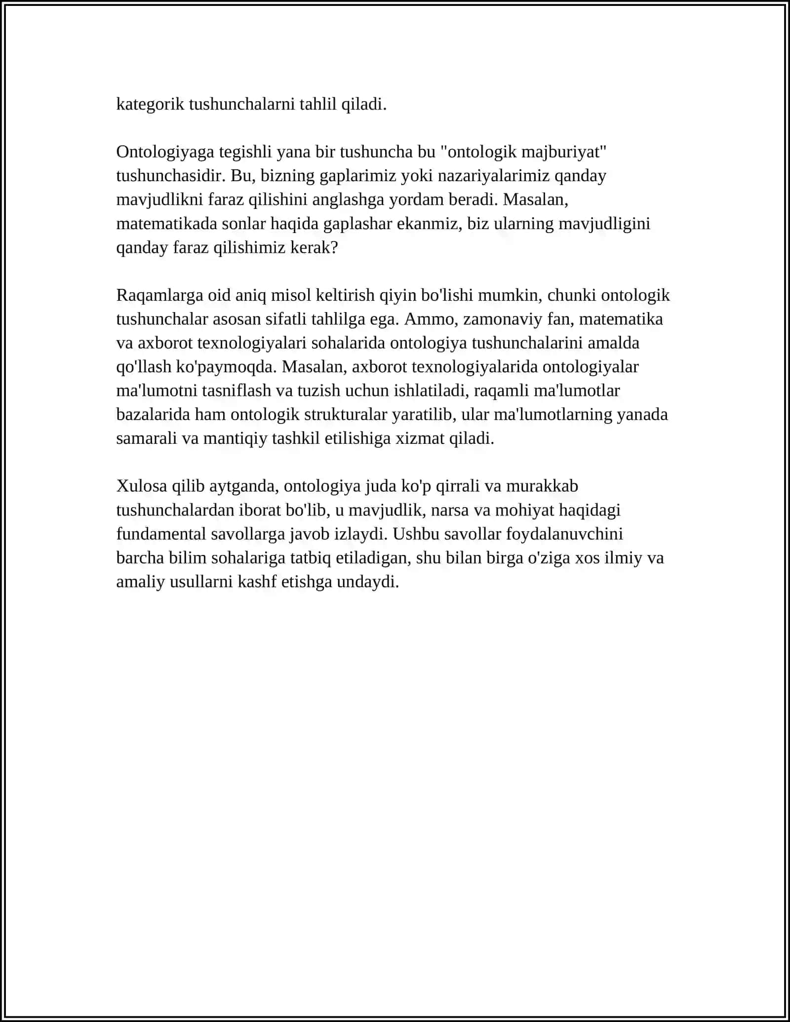 ONTOLOGIYA VA TABIAT FALSAFASI 4