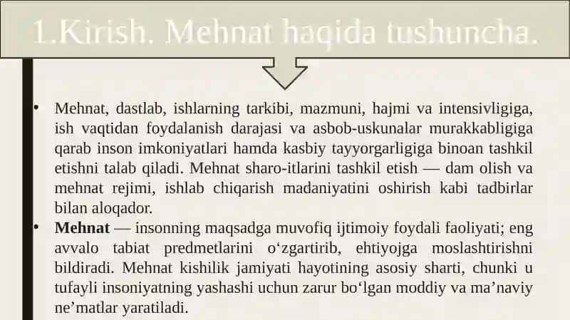 Mehnat og`irligining toifalari 4