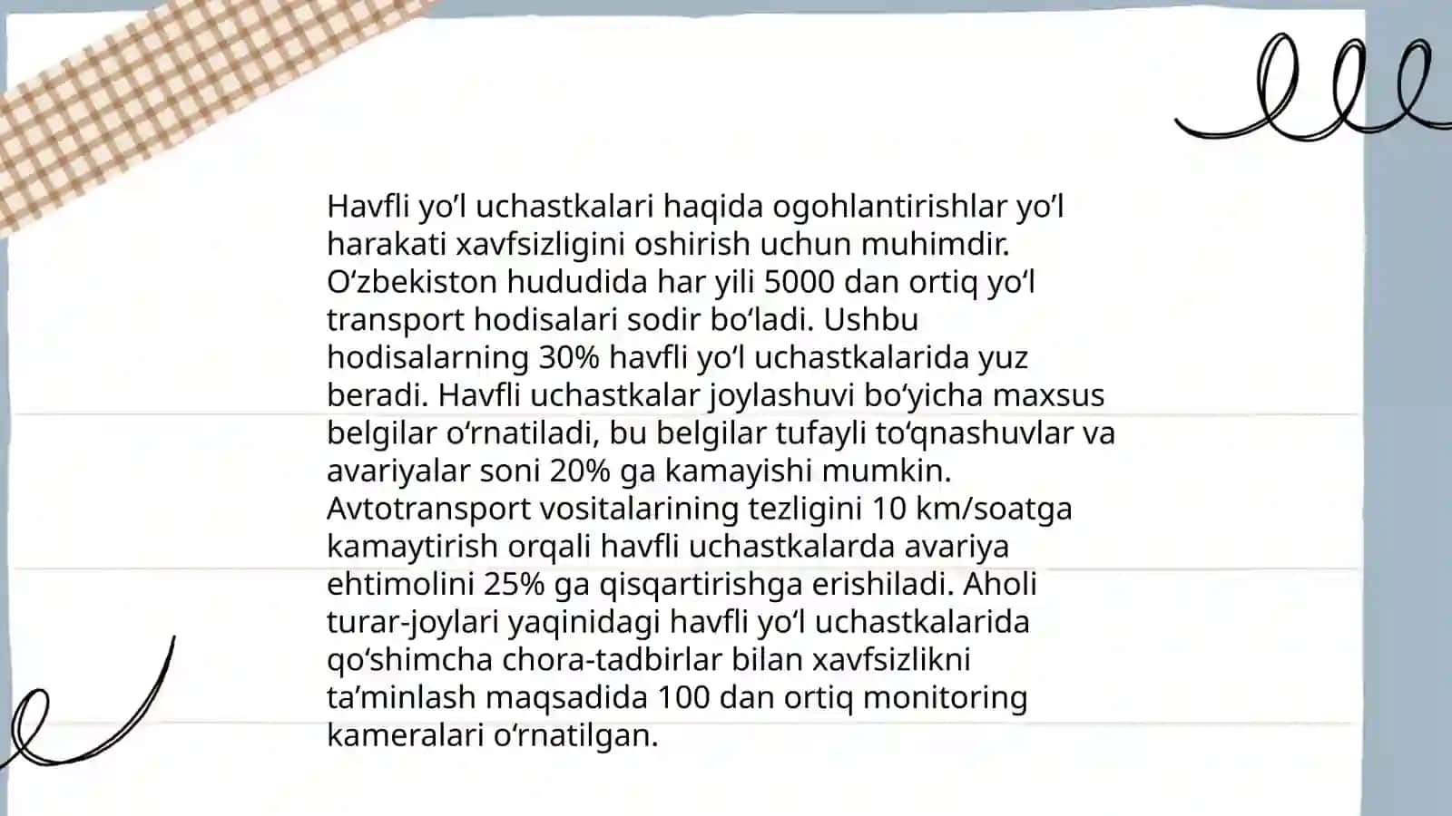 Yo’l-transport xodisasn (YTX) to’g’risida o’z vaqtida xabar berish va ogohlantirish tizimi 4