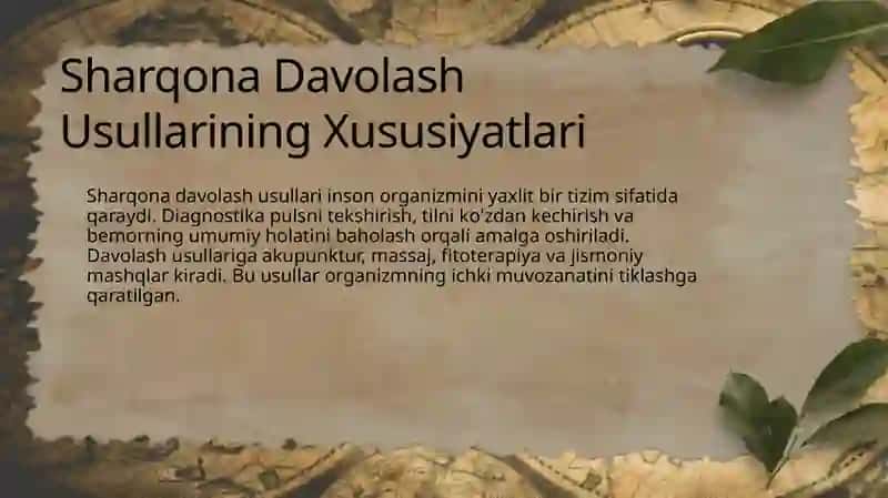 Qadimgi sharq mamlakatlarida davolash usullari. Tsigun usuli. Kelib chiqishi va xozirda qòllanilishi. 4