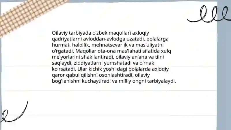 O'zbek maqolllarining tarbiyaviy ahamiyati 4