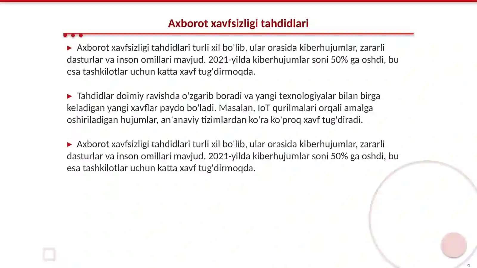 Axborot xavfsizligi va himoyalash usullari mavzusida ijodiy ishlash 4
