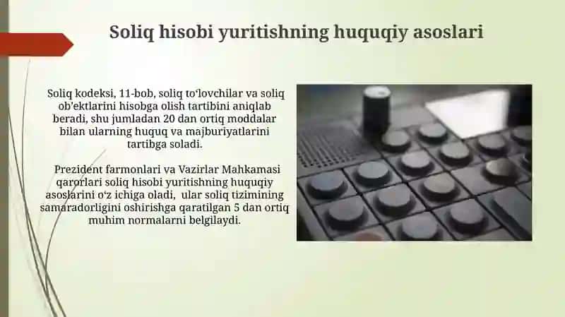 Soliq to'lovchilarni va soliq olish obyektlarini hisobga olish 4