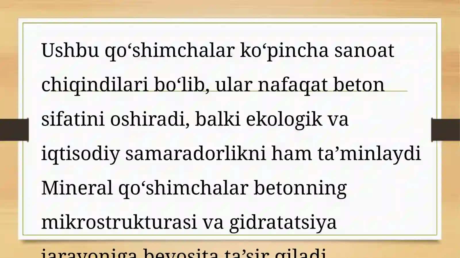 Mineral qo'shimchalar (kul, shlak, mikrokremnezem) asosida beton modifikatsiyalash 4