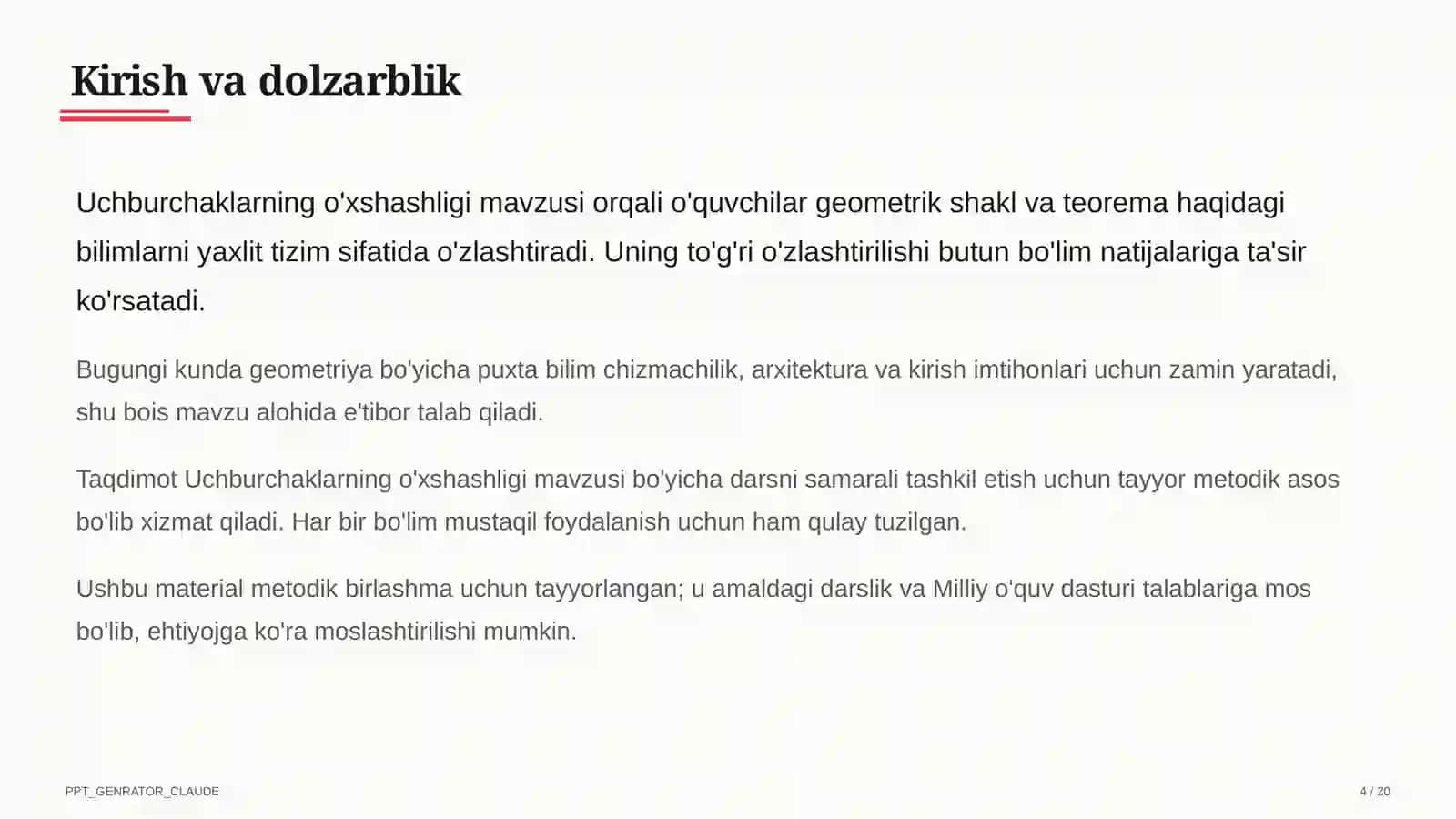 Uchburchaklarning o'xshashligi (8-sinf) 4