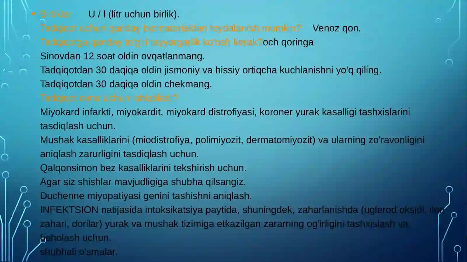 Kreatinfosfokinazaning izoshakllari vq ularni aniqlashning klinik  ahamiyati 4