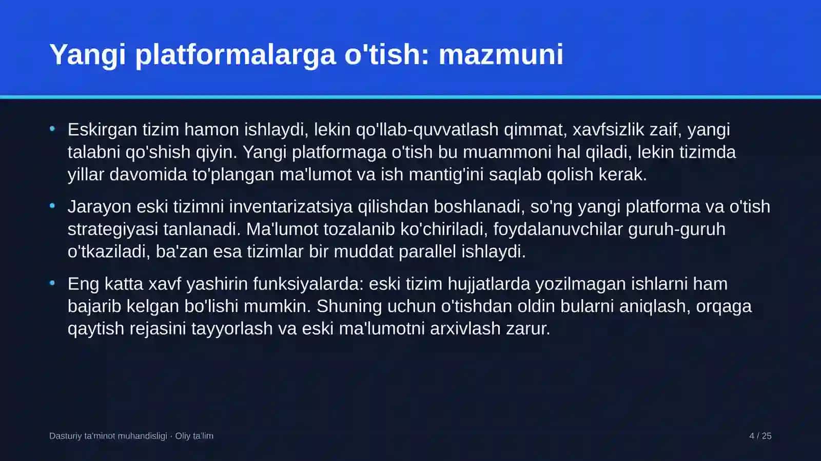 elektr ta'minoti korxonalarida eskirgan tizimlardan yangi platformalarga o'tish 1040 4