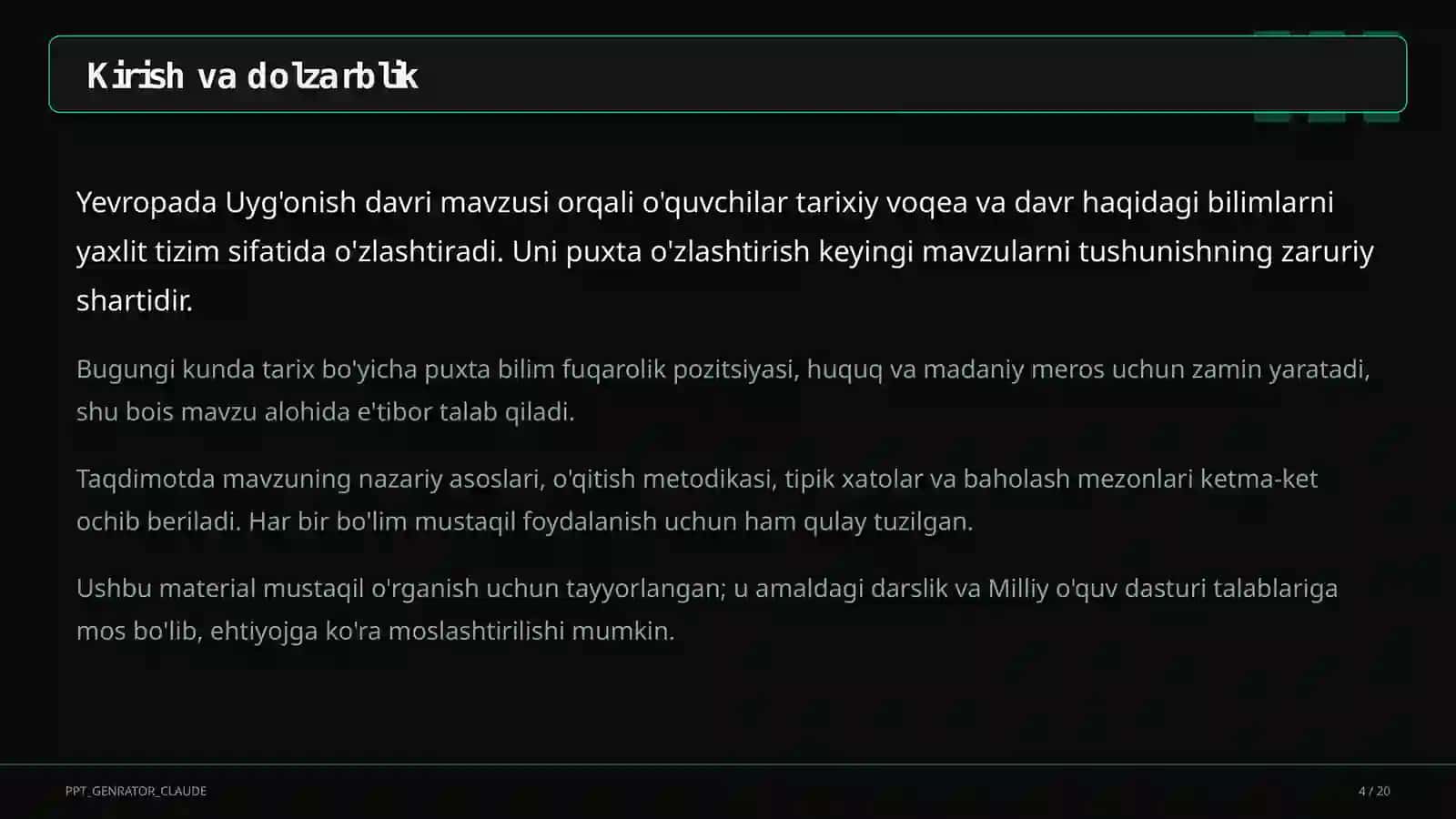Yevropada Uyg'onish davri (8-sinf) 4