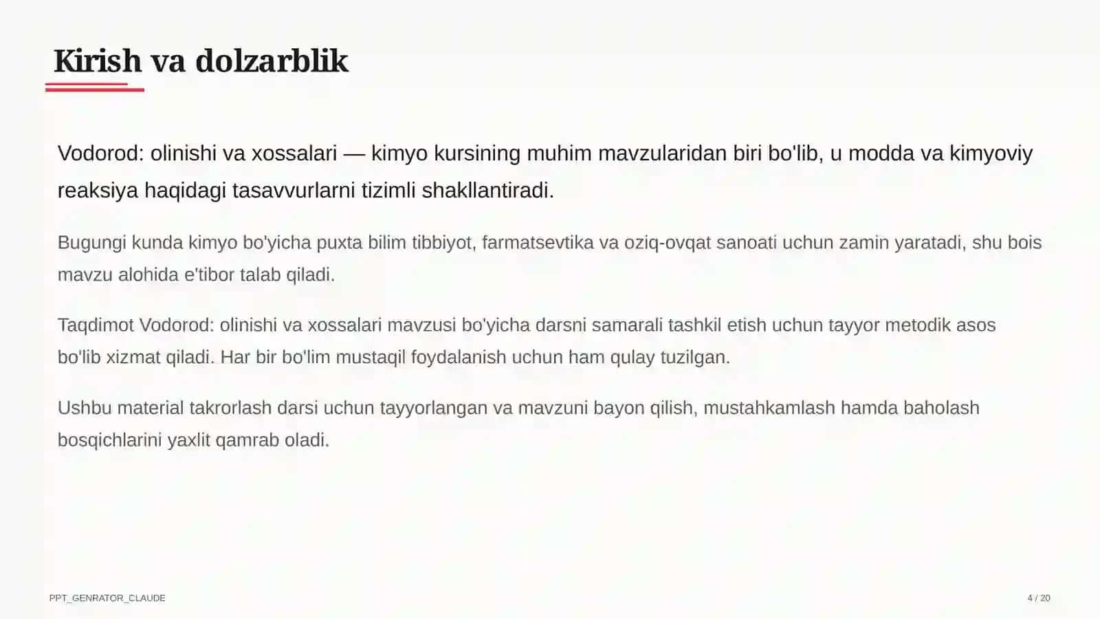 Vodorod: olinishi va xossalari (7-sinf) 4
