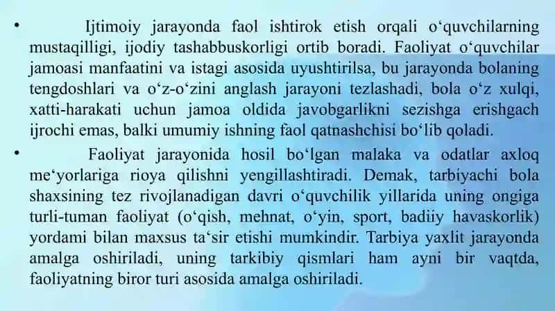 Tarbiya usullari va shakllari 4