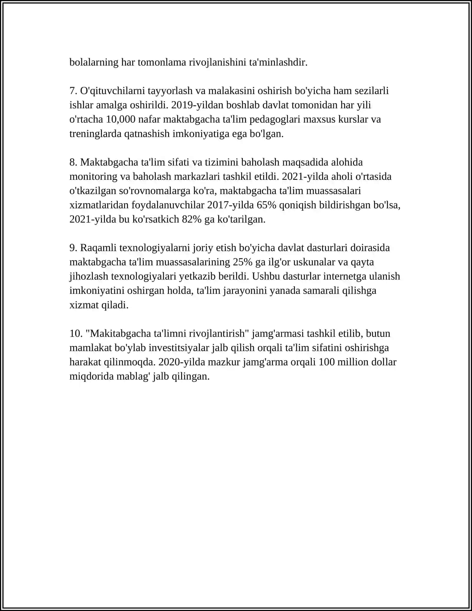 O'zbekiston Mustaqilek Erishgandan Keyin Maktabgacha Ta'lim 4