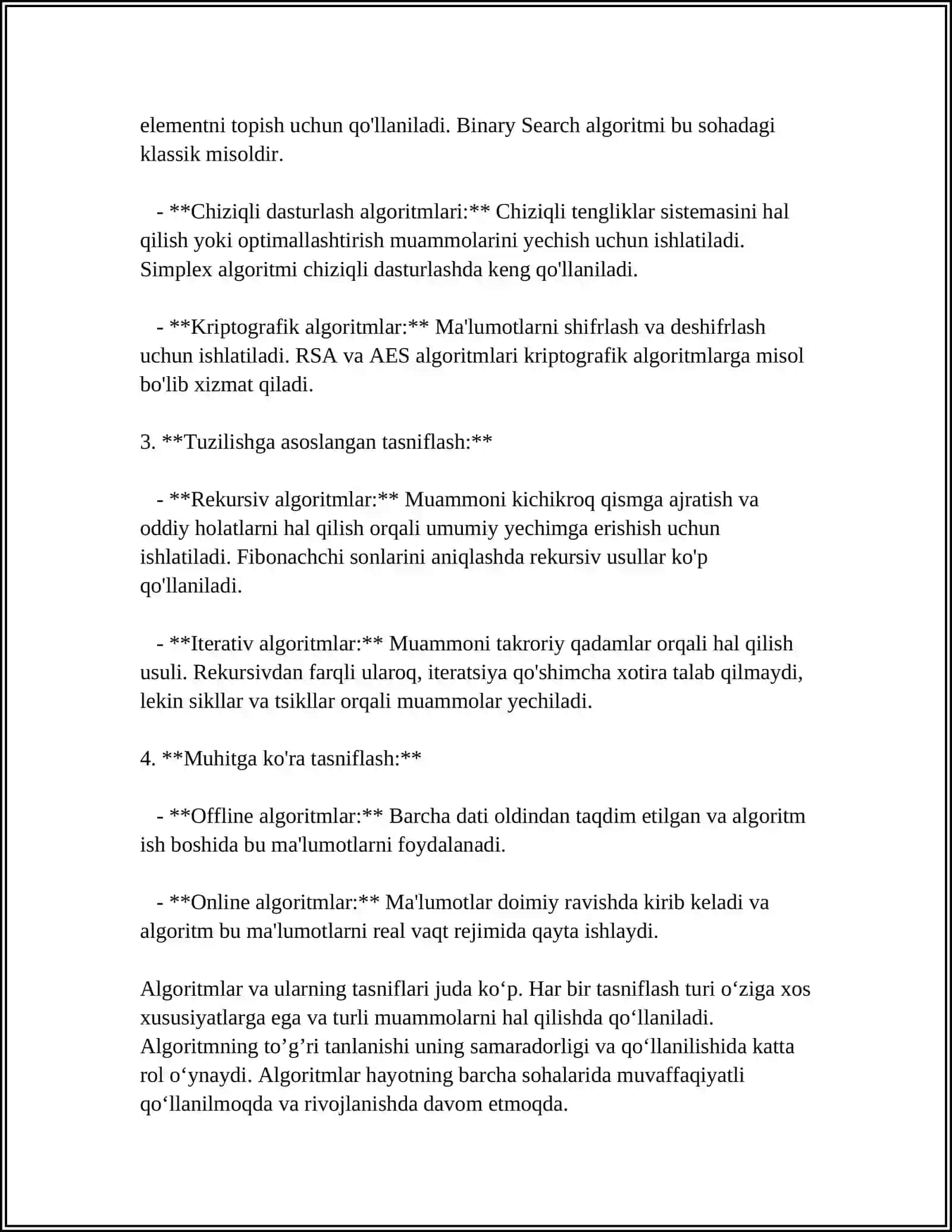 AXBOROT TIZIMLARIDA ALGORITMLASHTIRISH VA DASTURLASH ASOSLARI 4
