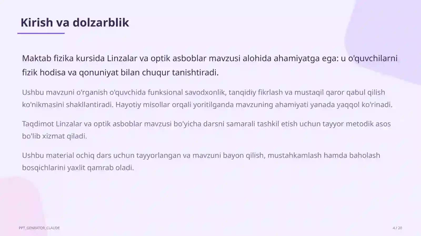 Linzalar va optik asboblar (11-sinf) 4