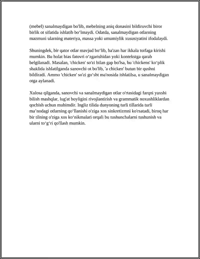 COUNTABLE & UNCOUNTABLE NOUNS 4