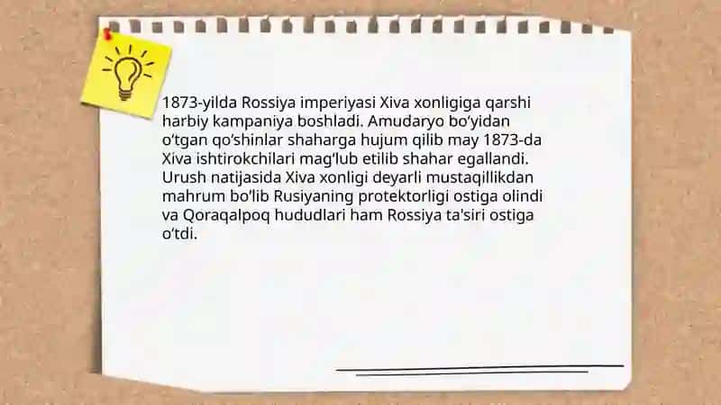 Chor Rossiyasining Xiva xonligi va Qoraqalpoqlar yerlarini bosib olishi 4