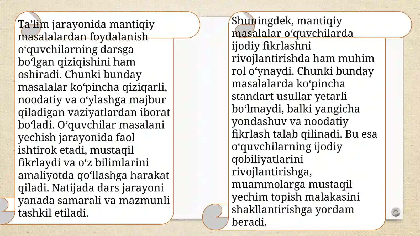 Mantiqiy masalalar orqali o‘quvchilarning ijodiy qobiliyatlarini rivojlantirish.” 4