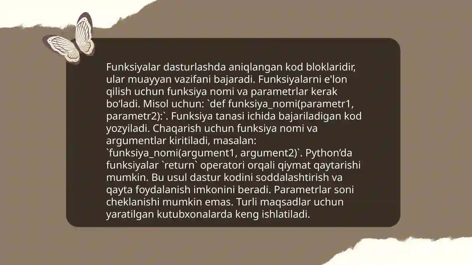 Python dasturlash tilida funksiyalar bilan ishlash 4