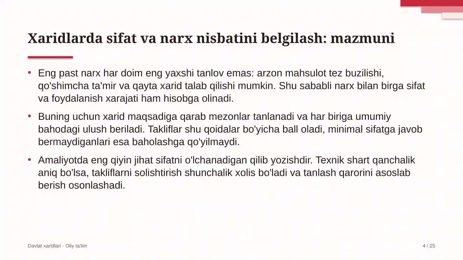 nodavlat notijorat tashkilotlarida xaridlarda sifat va narx nisbatini belgilash 5144 4