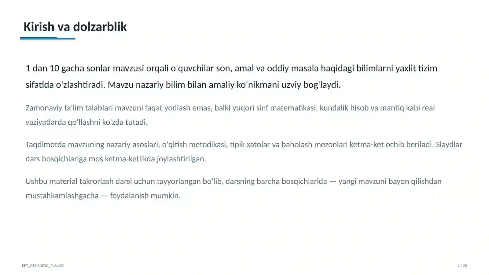 Matematika takrorlash darsi 4