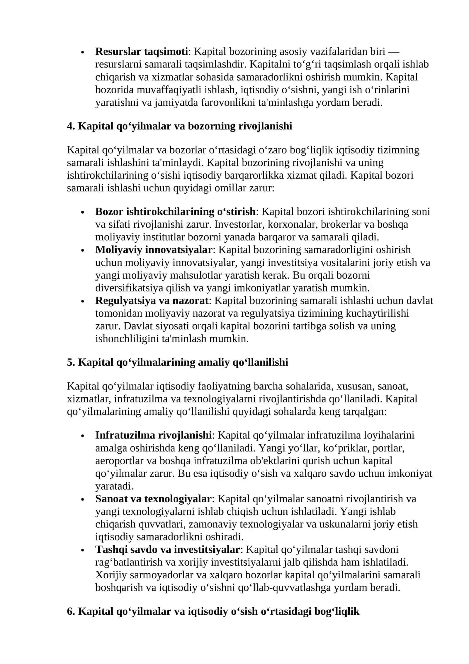 Kapital qo'yilmalar va kapital bozori haqida ma'lumot 4