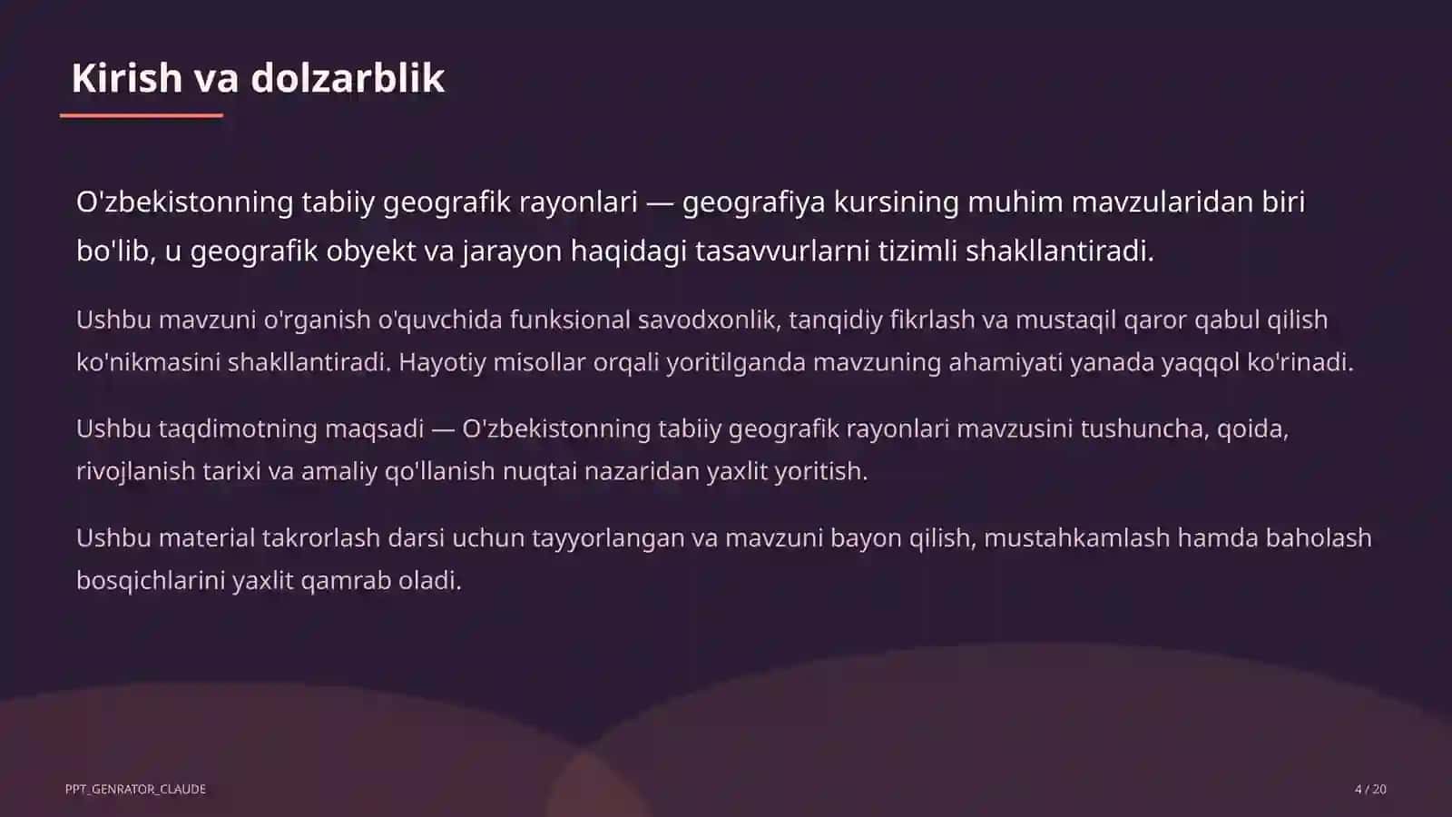 O'zbekistonning tabiiy geografik rayonlari (8-sinf) 4