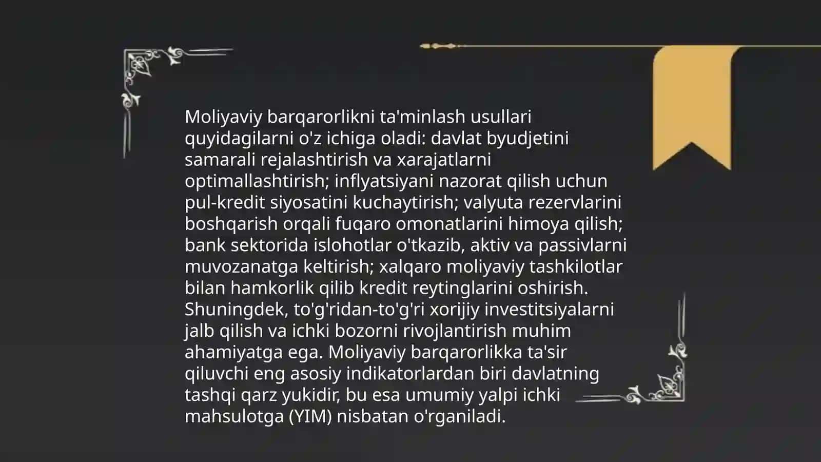 Xys islox qlish tzimida moliyaviy resuslar mavzusi 4