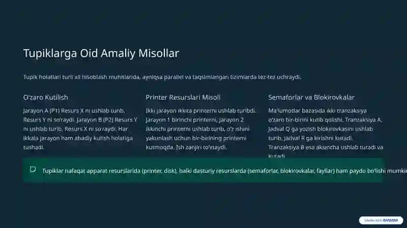 Tupiklar (Deadlock) 4