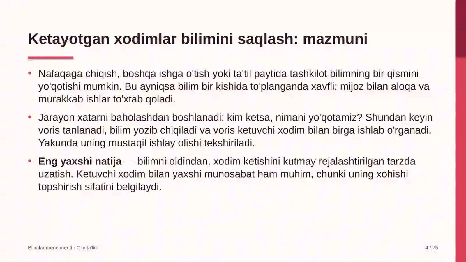 Bilimlar Menejmenti · Oliy Ta'lim 4