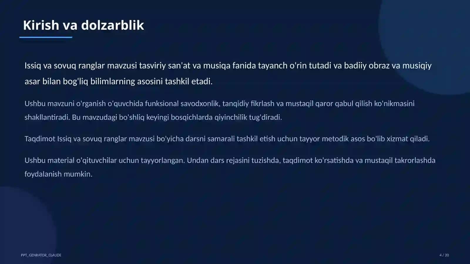 Tasviriy san'at va musiqa (1–7) — o'qituvchilar uchun 4