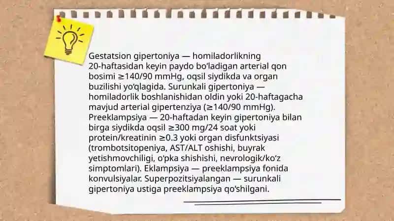 Homiladorlikda gipertenziv sindrom, preeklampsiya, eklampsiya 4
