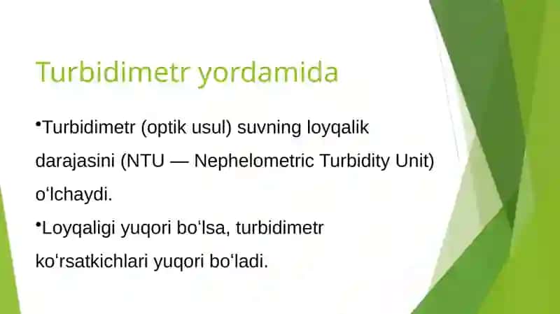 Oqovasuvlarni loyqaligini taqribiy topish 4