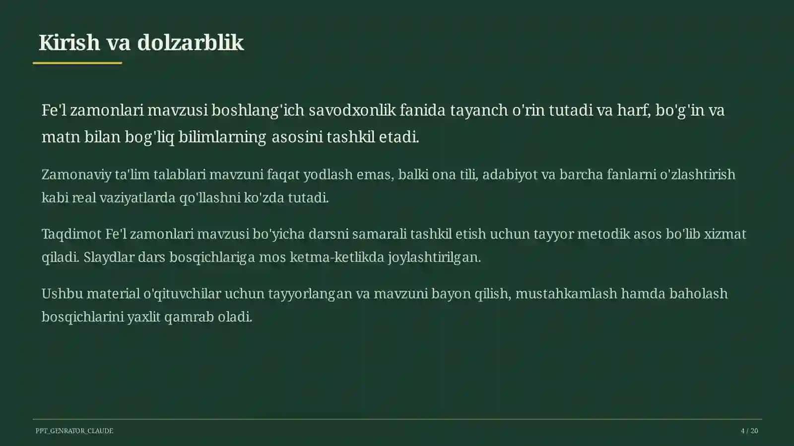 Fe'l zamonlari (4-sinf) 4