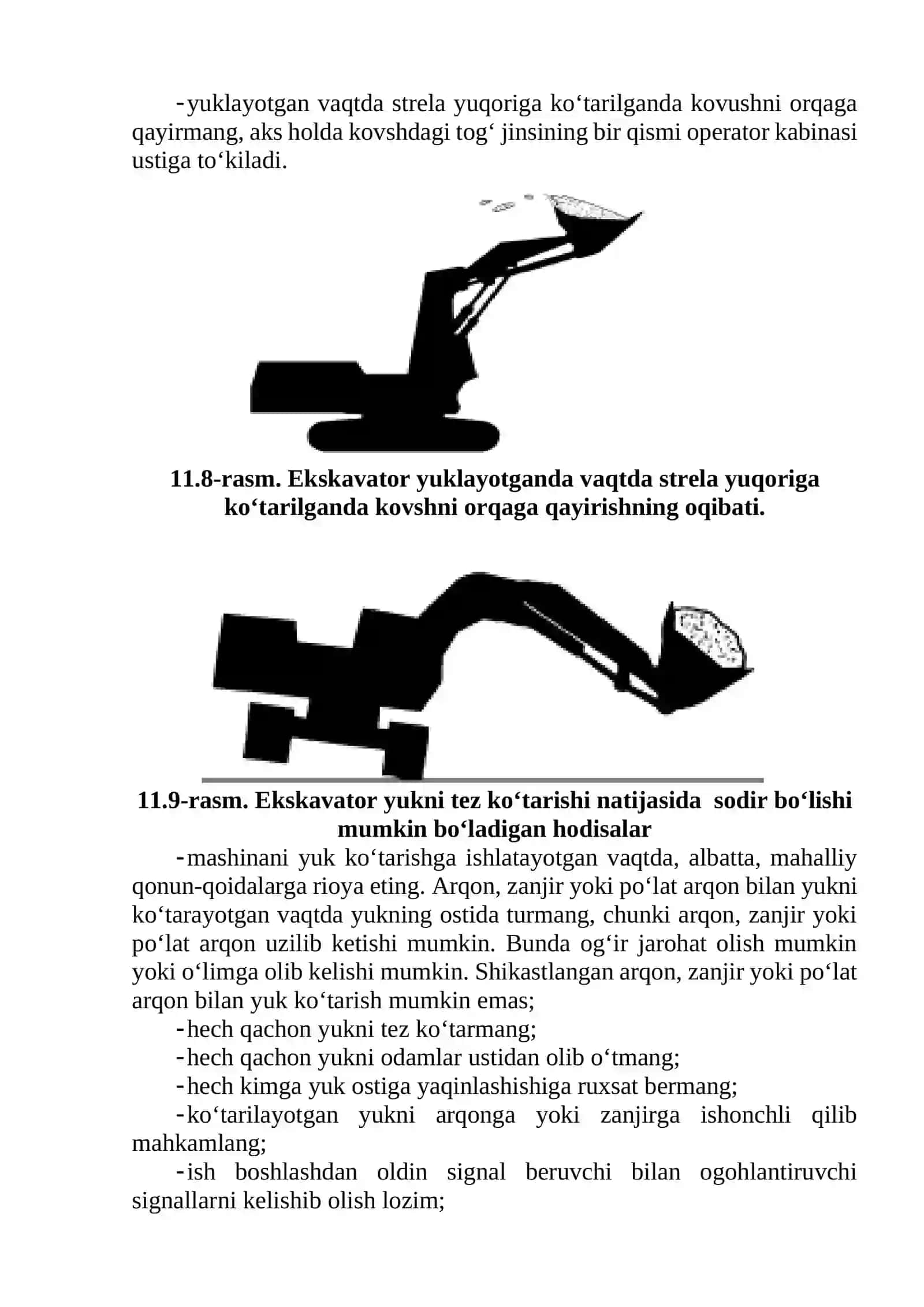Bir cho‘michli ekskavatorlarni ishlatishdagi хavfsizlik qoidalari 4