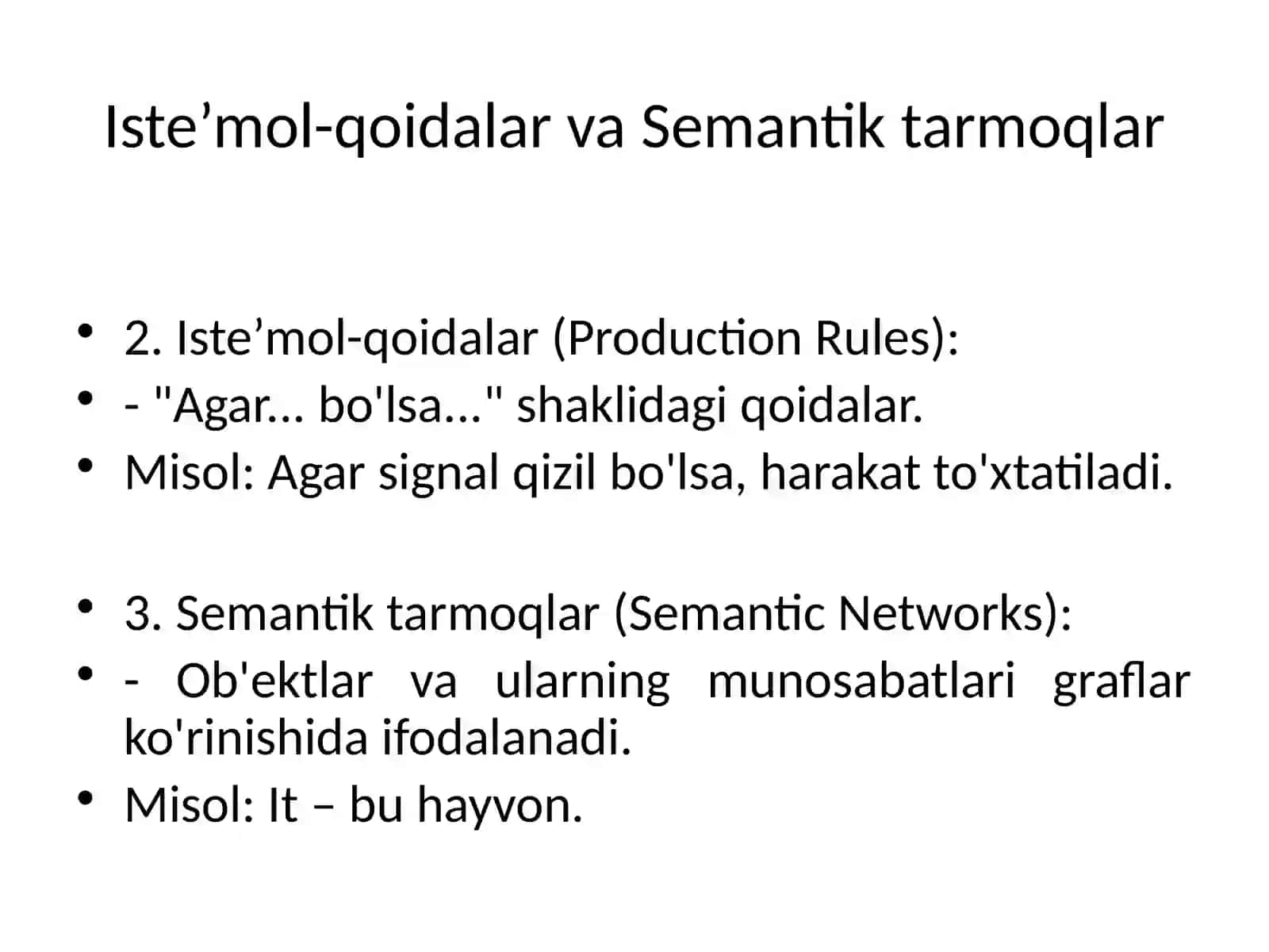 Bilimlar Bazasi, Noravshan Mantiq Moddellari va Bayes Teoremasi 4