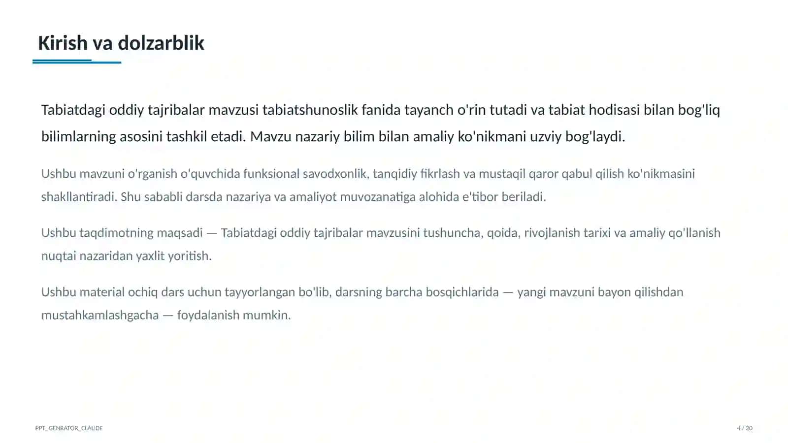 Tabiatdagi oddiy tajribalar (4-sinf) 4