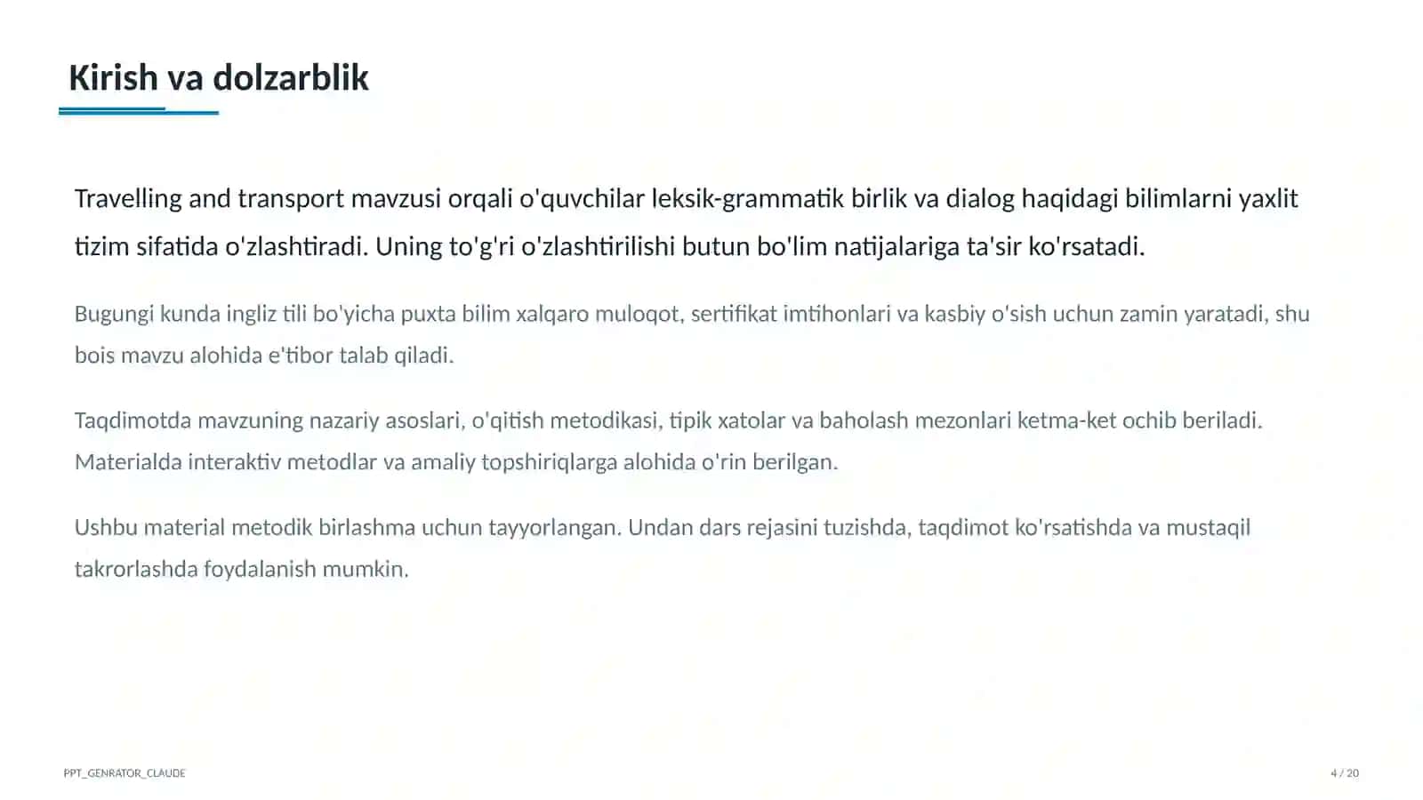 Ingliz tili (1– 11) — metodik birlashma uchun 4