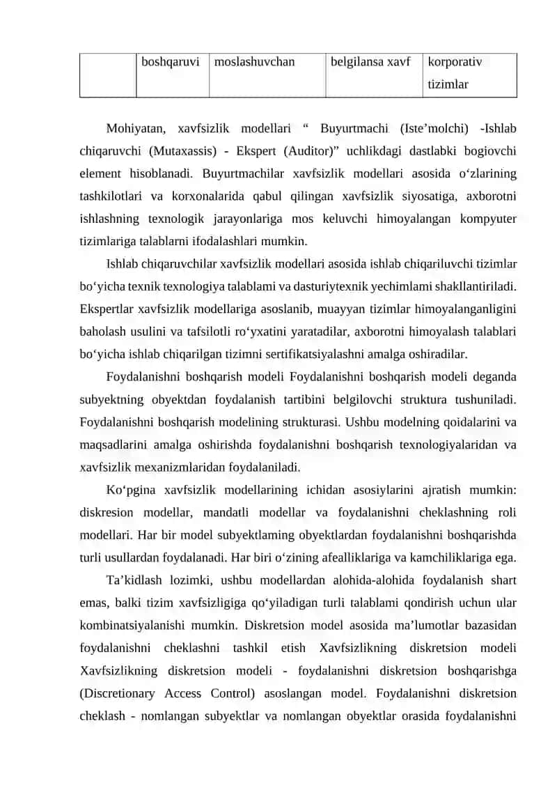 XAVFSIZLIK MODELLARI TAHLILI 4