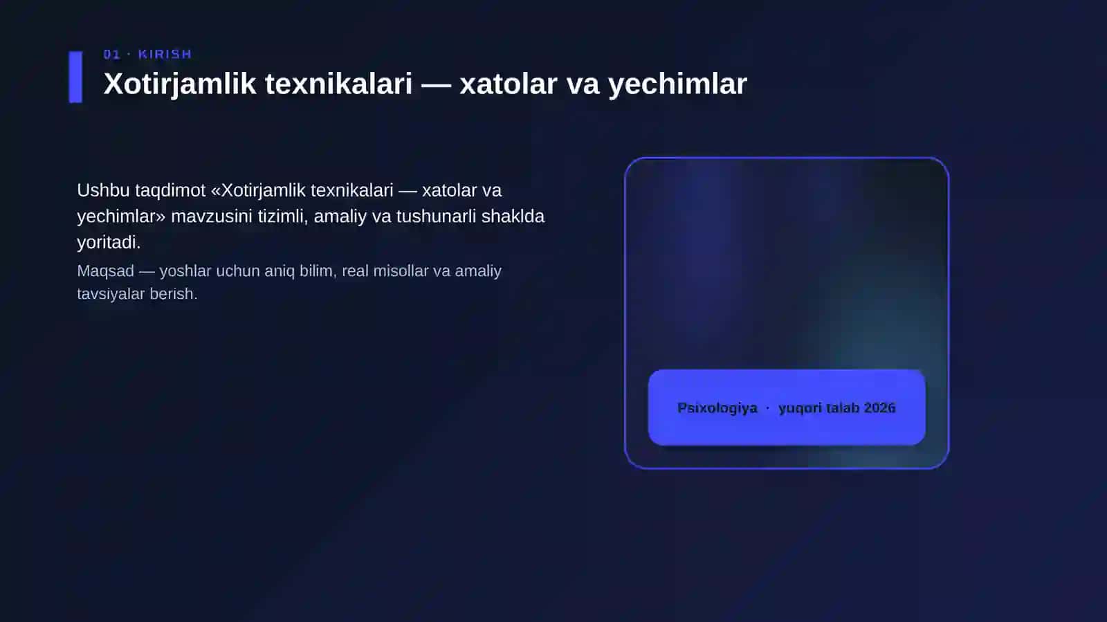Xotirjamlik texnikalari — xatolar va yechimlar 4
