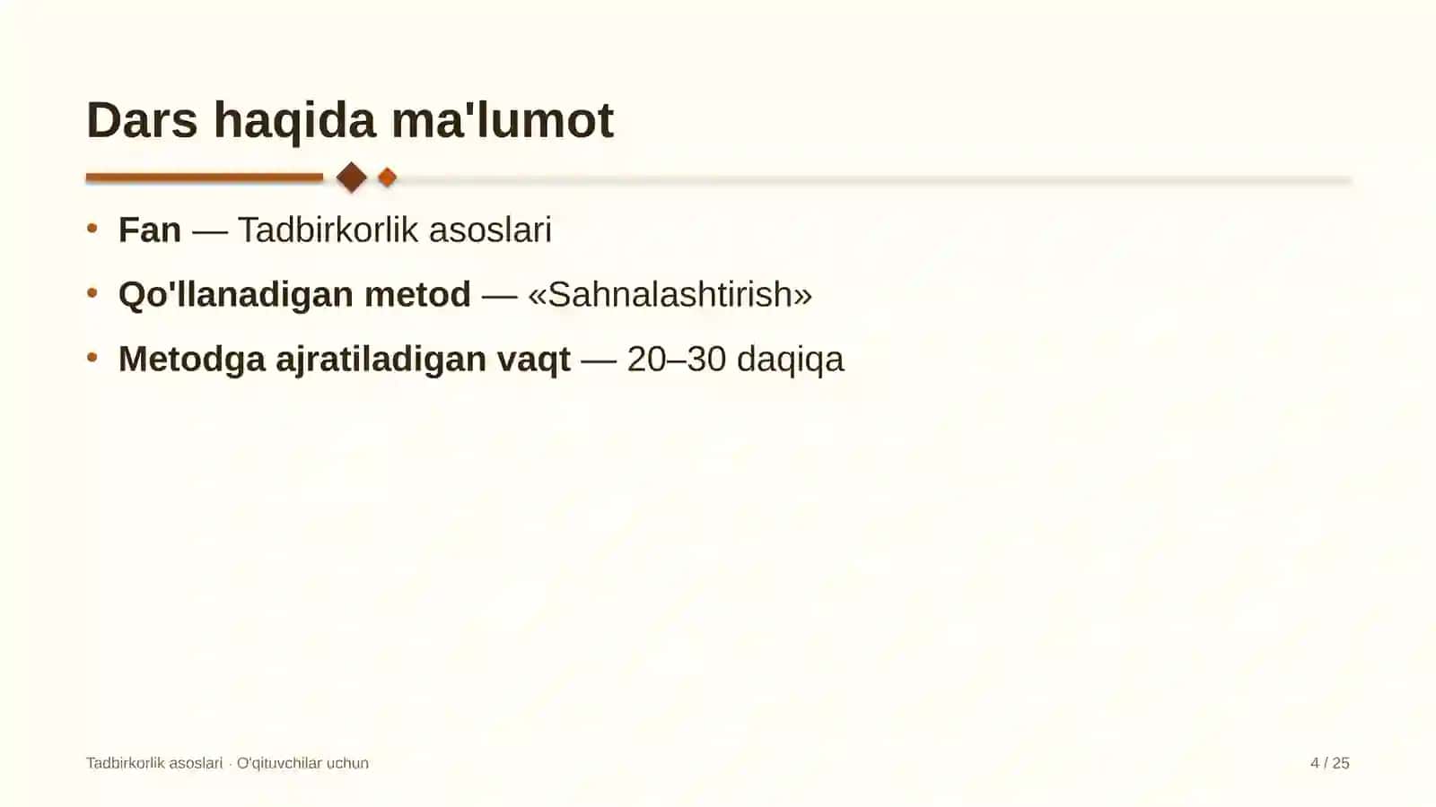 tadbirkorlik asoslari darslarida sahnalashtirish metodidan foydalanish 8079 4