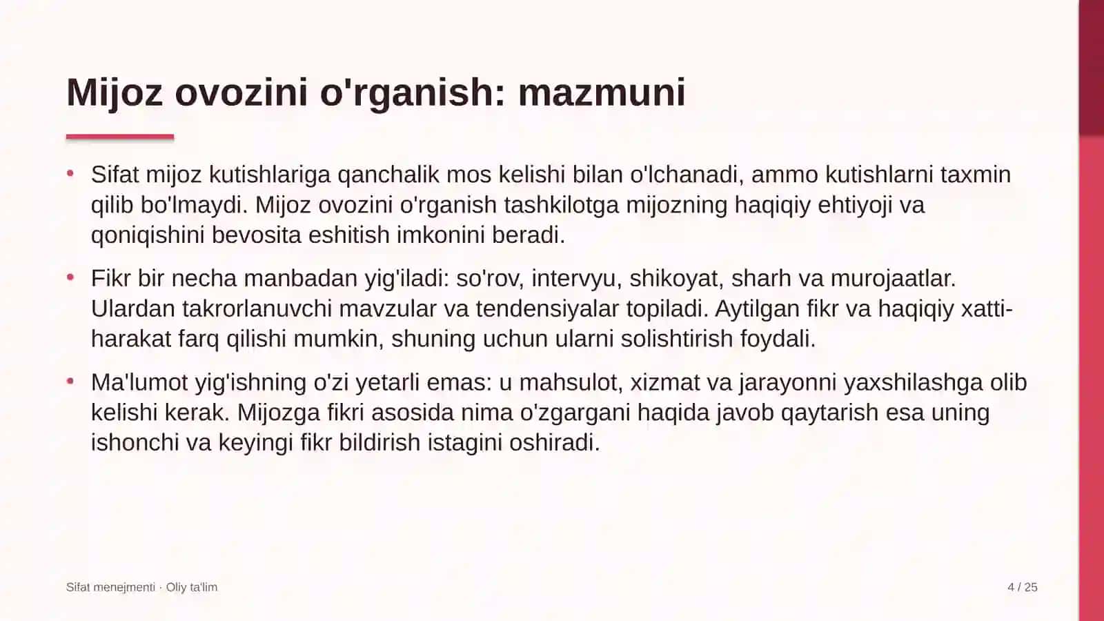 Texnik ko'rik markazlarida mijoz ovozini o'rganish 4