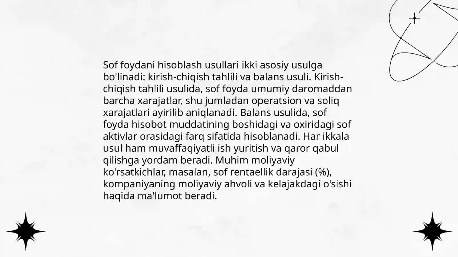 Korxonaning sof foydasi 4