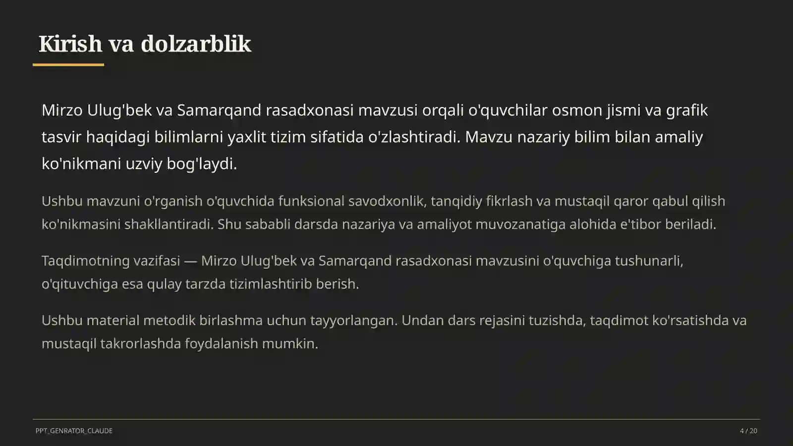 Mirzo Ulug'bek va Samarqand rasadxonasi (10-sinf) 4