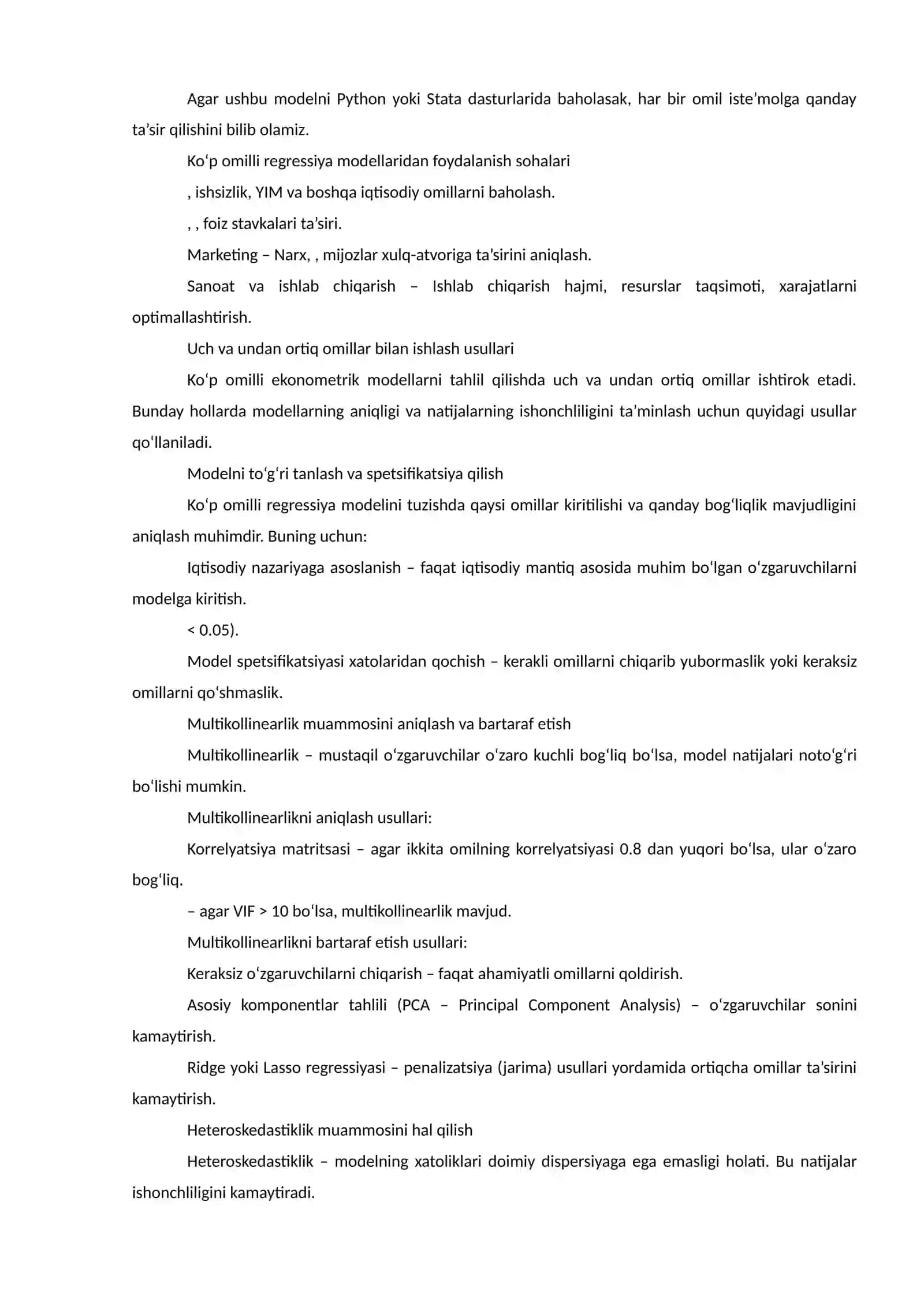 Ekonometrik modellarda uch va undan ortiq omillarqanasha oladimi 4