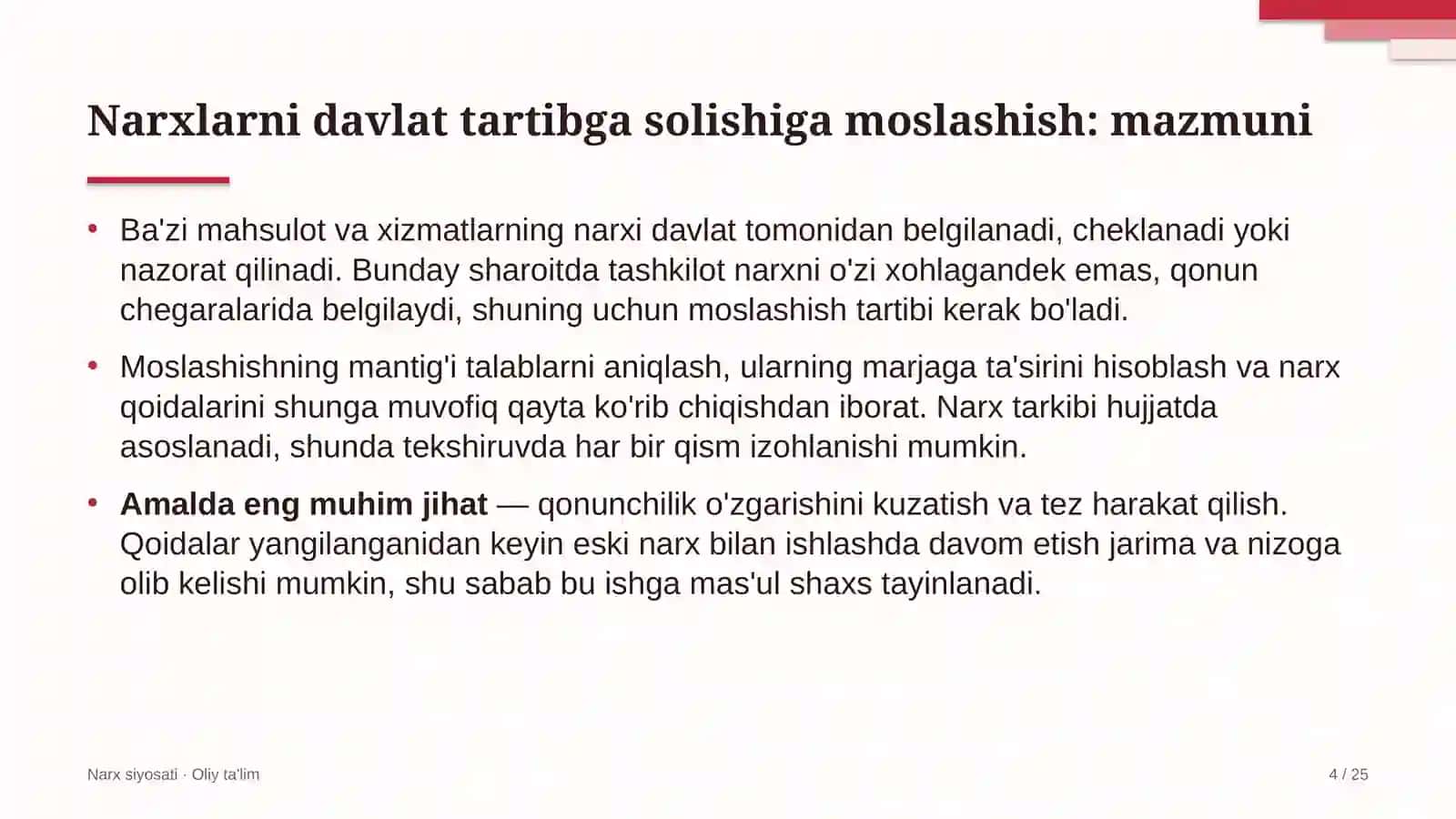 Chinni-fayans sanoatida narxlarni davlat tomonidan tartibga solishga moslashish 4