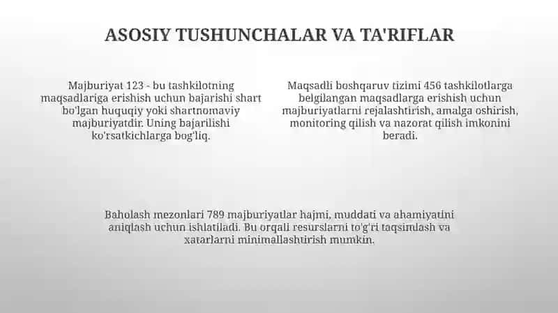 Maqsadli majburiyatlarnimaqsadliboshqarishnitahlilqilish 4