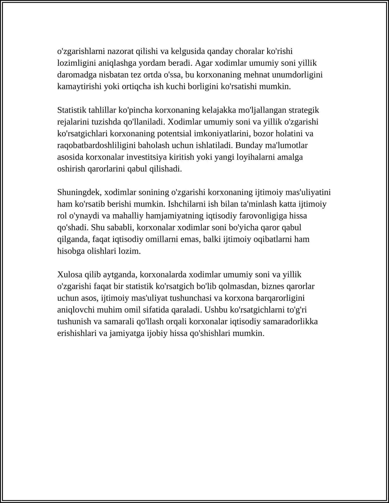 Korxonalarda xodimlar statistikasi koʻrsatgichlari 4