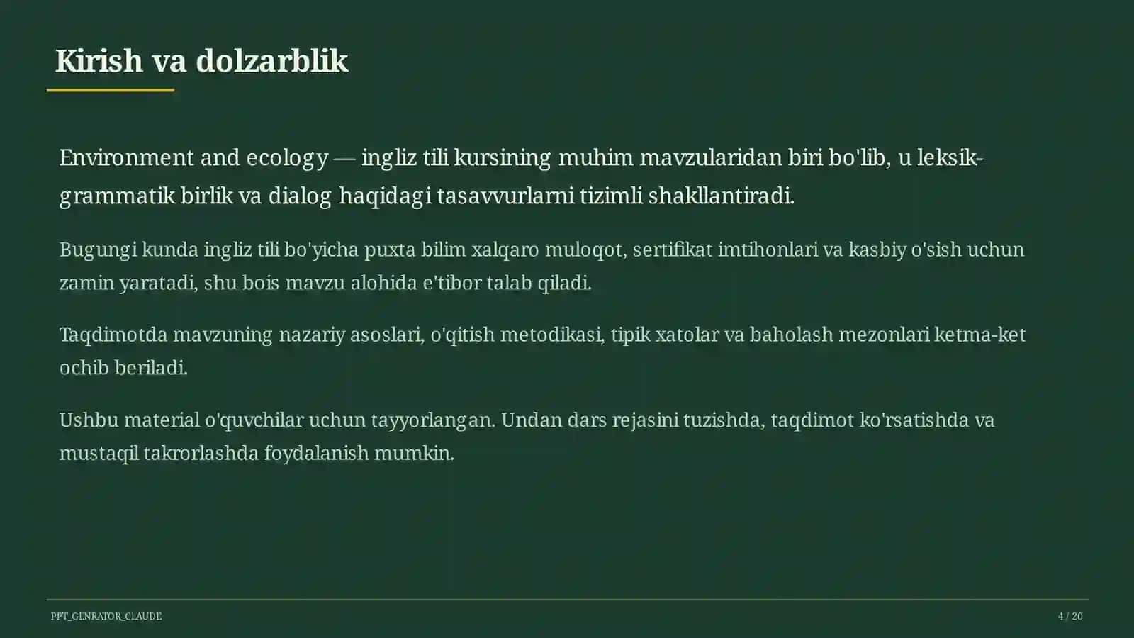 Environment va ekologiya (9-sinf) 4