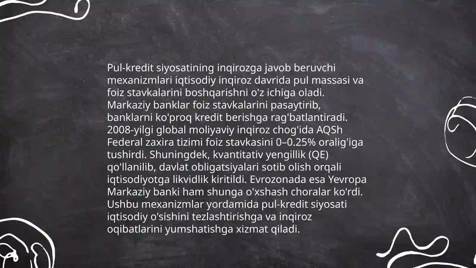Fiskal va pul-kredit siyosatining inqirozga qarshi choralari va ularning oqibatlari 4