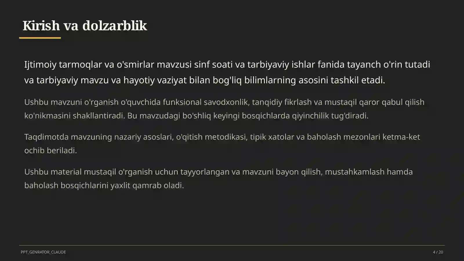 Sinf soati va tarbiyaviy tadbirlar 4